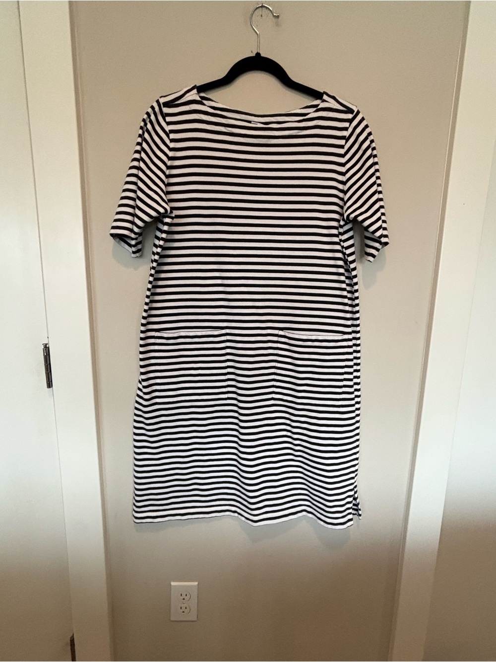 J. Jill Navy & White Striped Midi Shift Dress